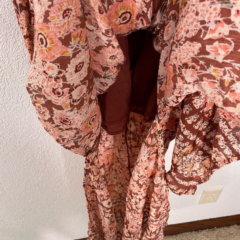 NWT Lulu’s Field Day Rust Orange Floral Maxi Dress - Picture 7 of 8
